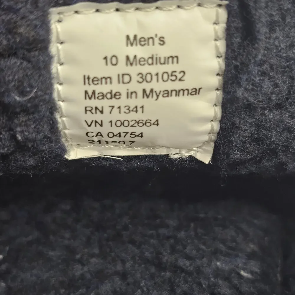LL Bean Men's Mountain Slippers Carbon Navy Suede Fleece-Lined Size 10